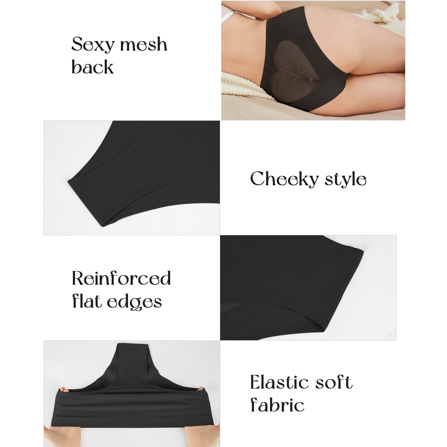 Pack de braguitas de bikini de talle alto sin costuras y con aberturas para mujer 