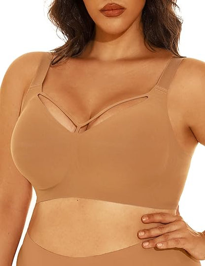 Wireless Seamless V Neck Bras for Women Plus Size Smooth Bralettes