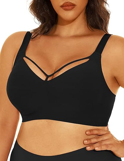 Wireless Seamless V Neck Bras for Women Plus Size Smooth Bralettes